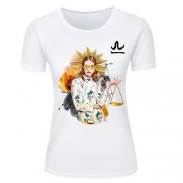 Zodiac-Series-Women-T-shirt-Vogue-Stylish-Print-Casual-Shirt-For-Lady-White-Polyester-Tee-Tops